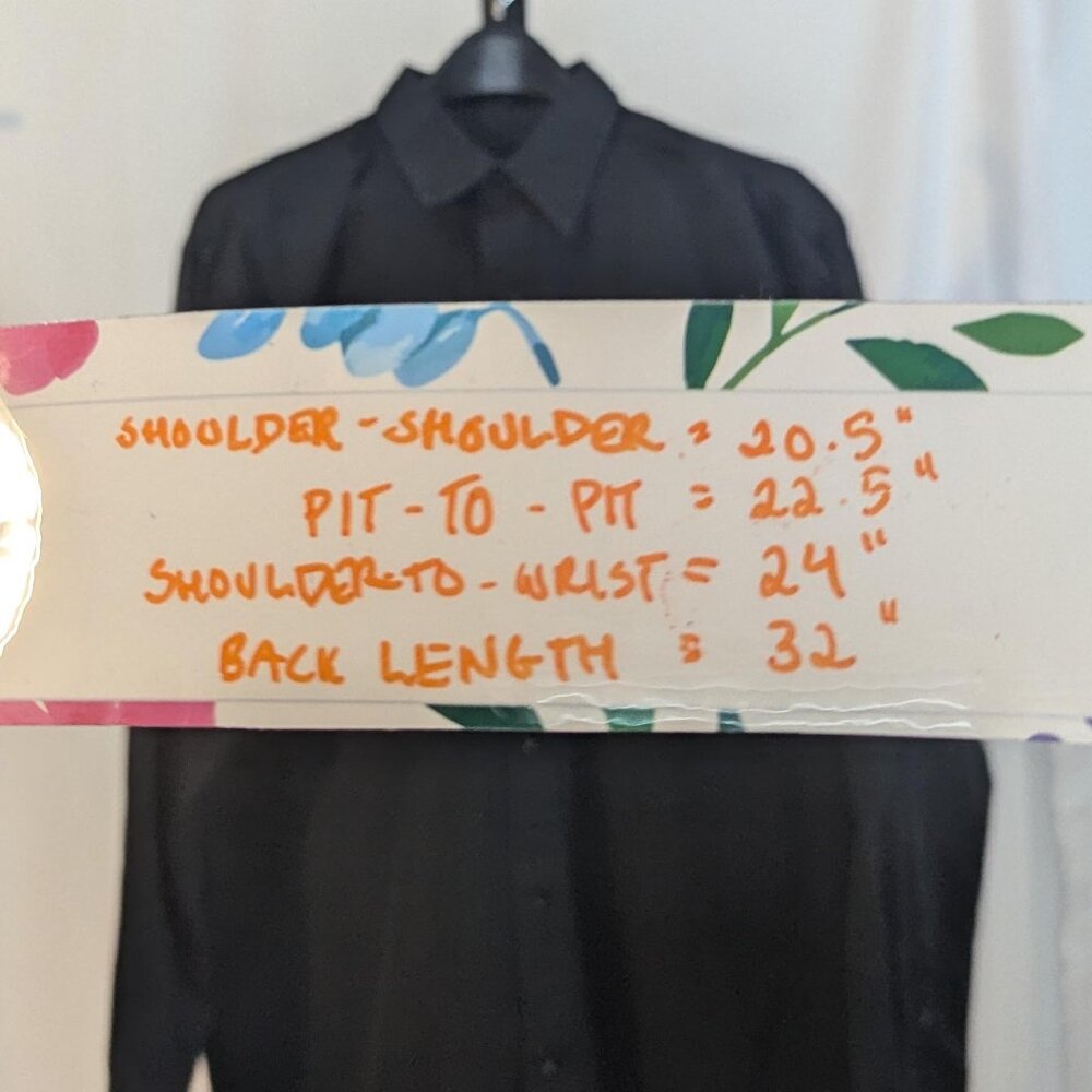 CHAPS Mens Size L Washed Black Button-Down - Picture 7 of 7